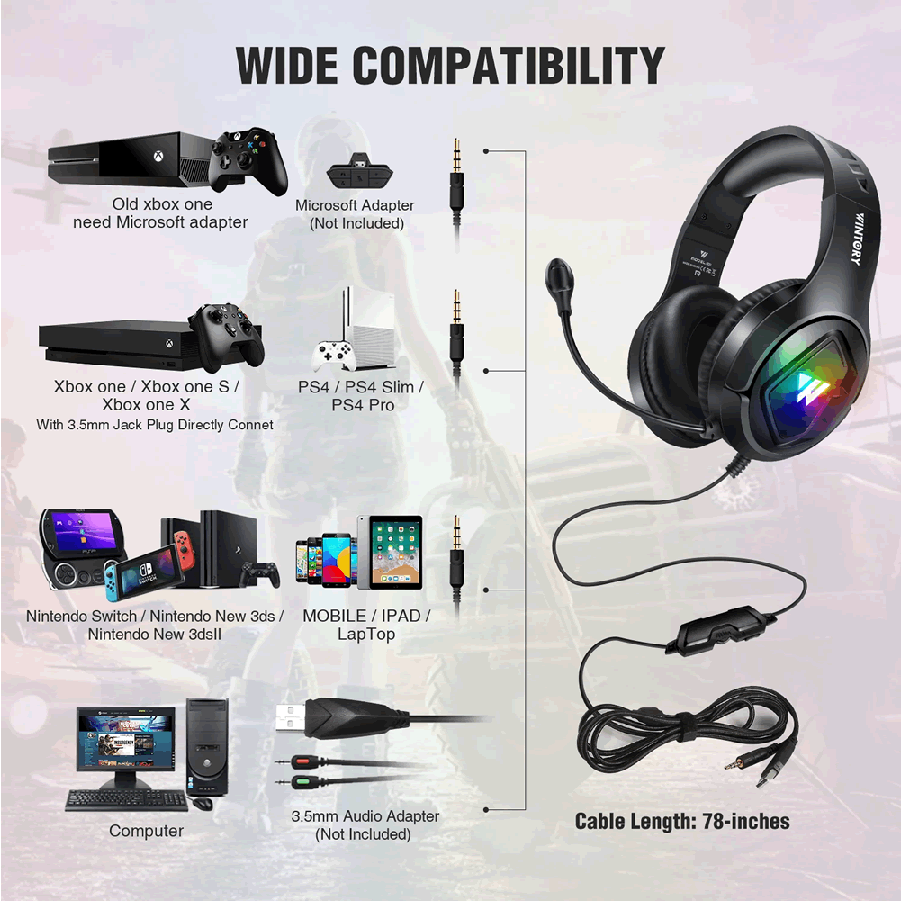 Casse Cuffie Microfono - ertinformatica - CUFFIE DA GAMING CON MICROFONO  WINTORY M1 USB JACK 3.5MM BASSI PROFONDI PS4 XBOX
