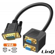 ADATTATORE SDOPPIATORE VGA MASCHIO A 2X VGA FEMMINA SPLITTER NERO