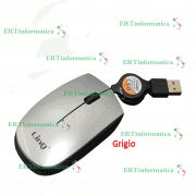 MINI MOUSE RETRATTILE PC NOTEBOOK USB 2.0 1200 DPI SILVER GRIGIO WINDOWS MAC